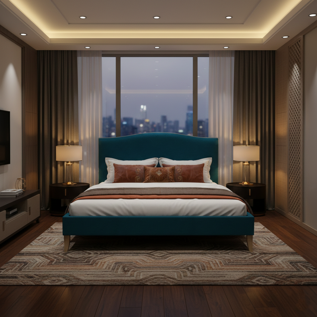 Pinup King size Bed-Blue